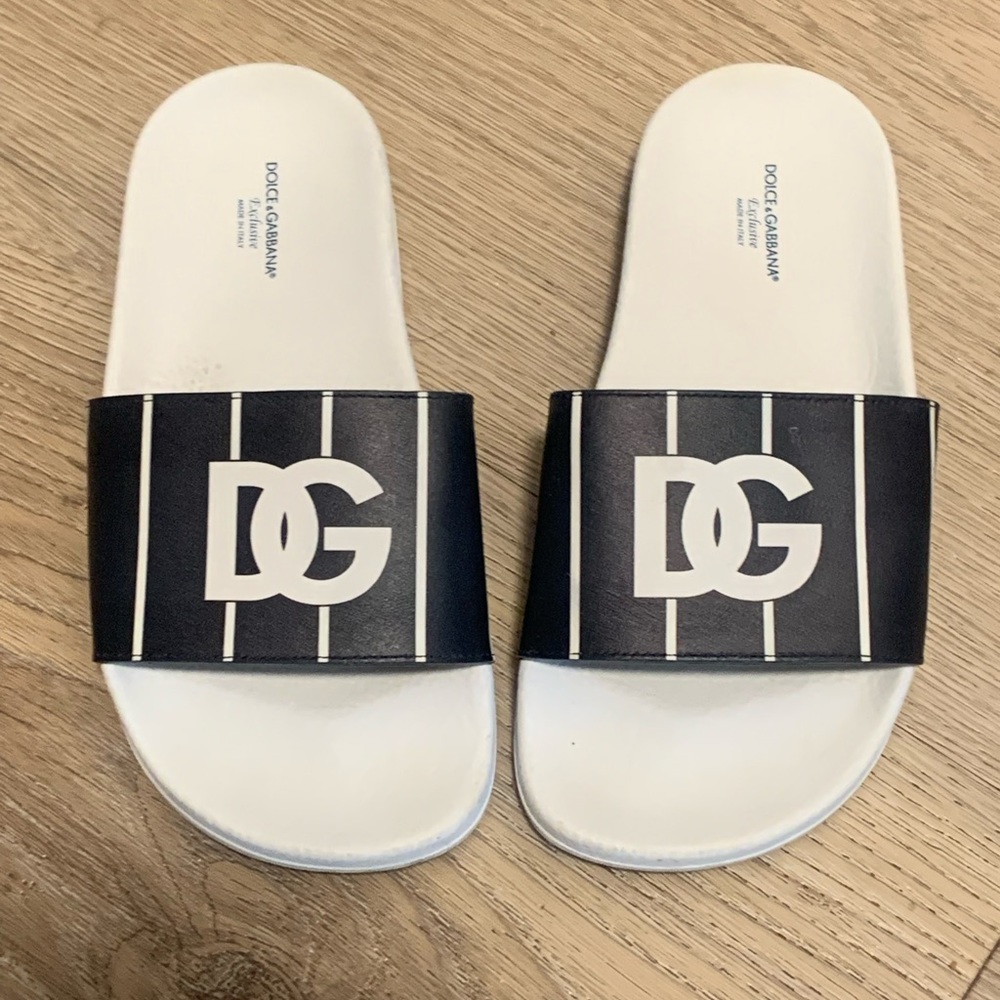 Dolce and Gabbana Stripe blue and White Kids slide